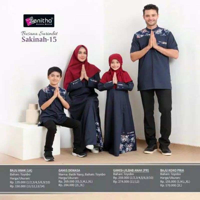 BUSANA MUSLIM KELUARGA SARIMBIT ZENITHA SAKINAH 15 NAVY