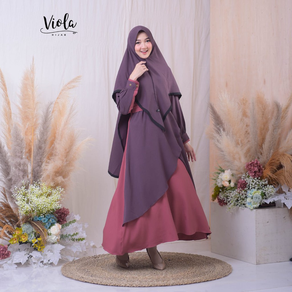 Gamis ameera ori viola amira layer itycrepe premium one set khimar