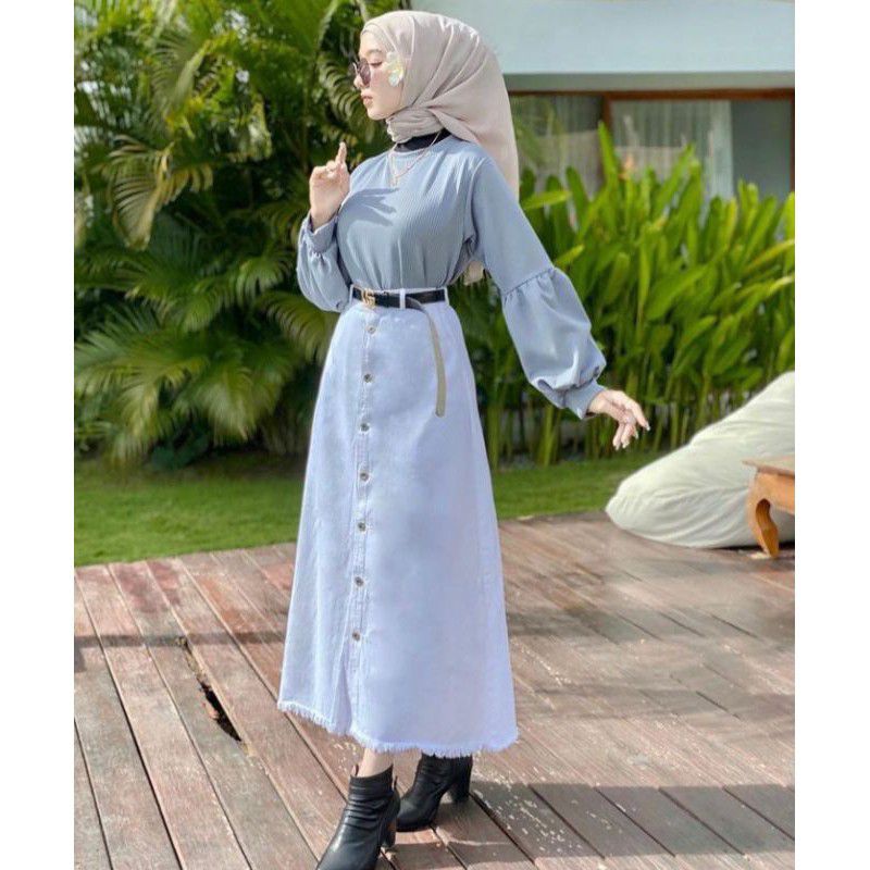 ROK BUTTON PUTIH ROK JEANS DENIM ROK WANITA TERBARU CEWE CEWEK ROCK BUTTON JEANS PUTIH RAWIS-1