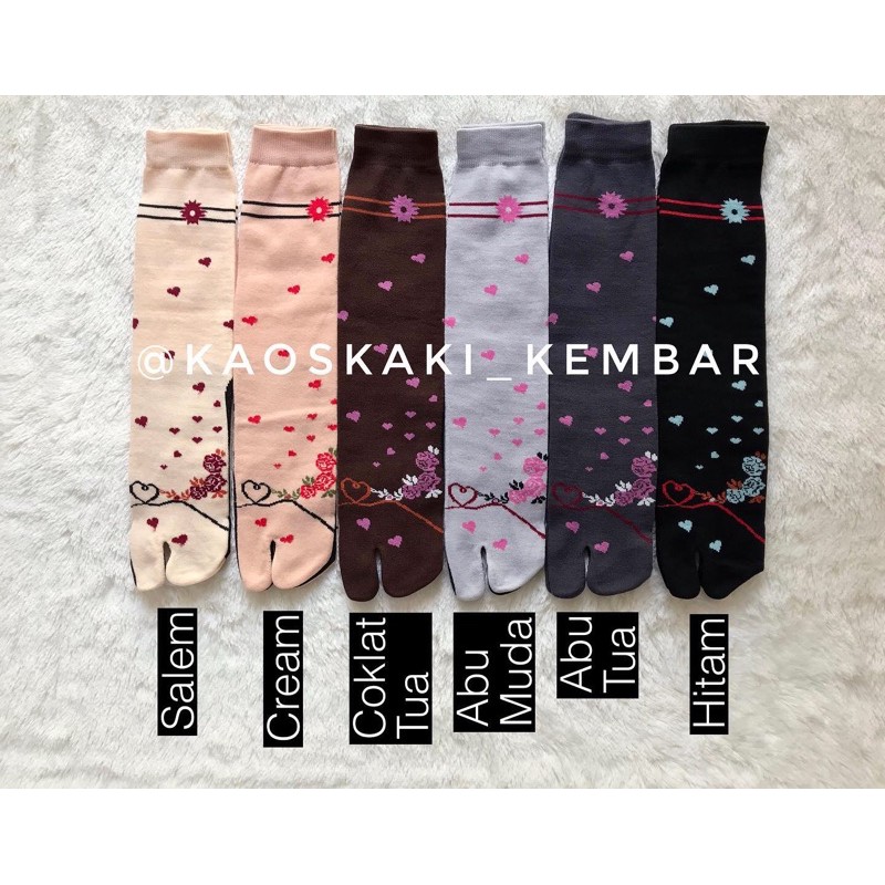 SATU PASANG Kaos Kaki Jempol Nylon Motif MAWAR