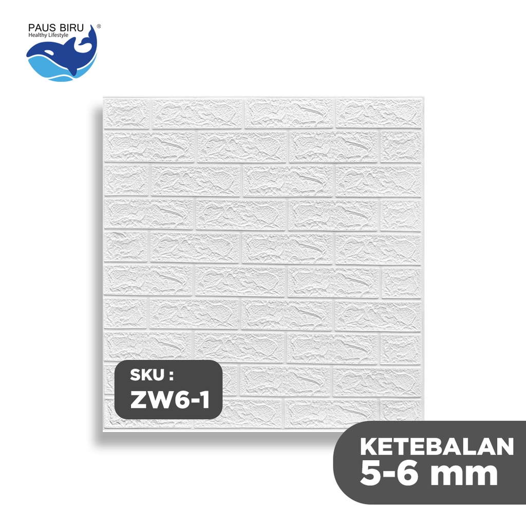 Paus Biru - Wallpaper Dinding 3D bata / wallpaper 3D Foam 77x70cm ketebalan 4.5mm-W61 PUTIH 5-6mm