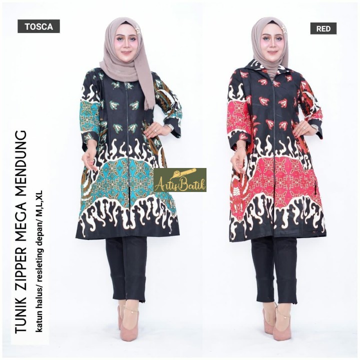 TUNIK ZIPPER MEGA MENDUNG TUNIK BUSUI FRIENDLY BATIK MUSLIM TUNIK ASLI SOLO WANITA TUNIC SOLO SERAGA