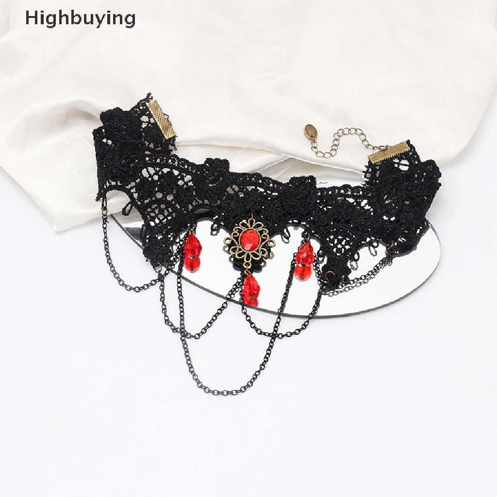 Hbid Kalung Choker Lace Sexy Aksen Rumbai Rantai Gaya Gothic Vintage Steampunk Untuk Wanita