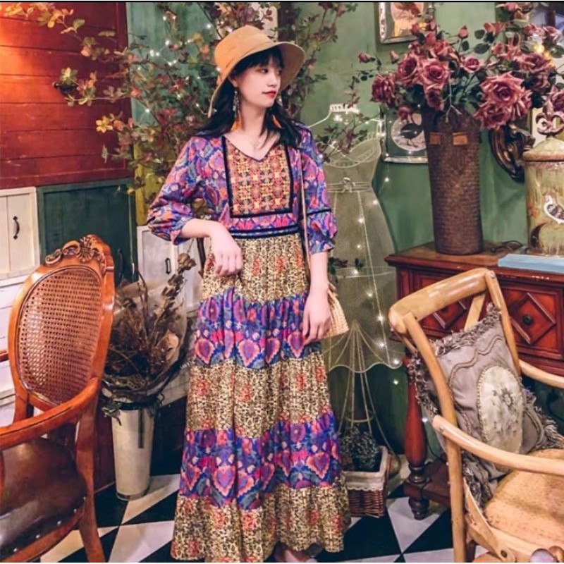15560 KAZAKH MAXI IMPORT / MAXI INDIAN / MAXI DRESS
