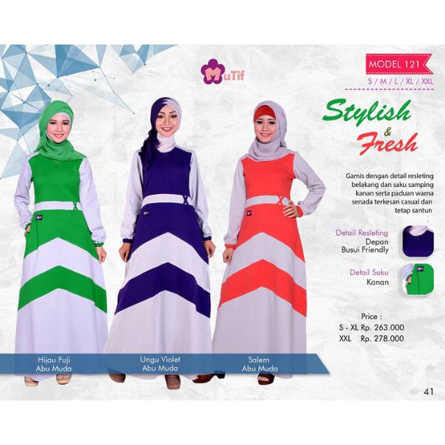 Gamis Muslim Warna warni mutif 121