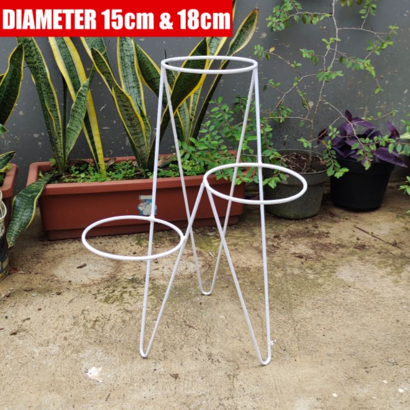 Standing pot besi 3 in 1 / rak pot bunga / tatakan pot besi