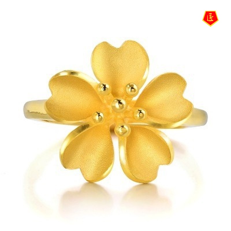 [Ready Stock]Graceful Fashionable 3D Gold Flower Ring