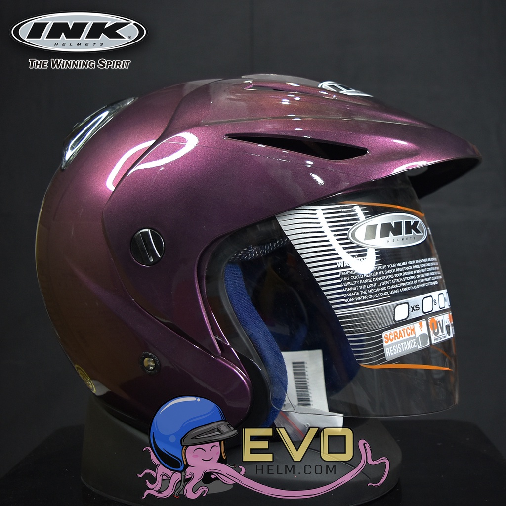 HELM INK CX 22 SOLID ORIGINAL WARNA LENGKAP - HELM HALF FACE INK TOPI CLASSIC INK CX22 - ONGKIR TERMURAH 2KG-PURPLE