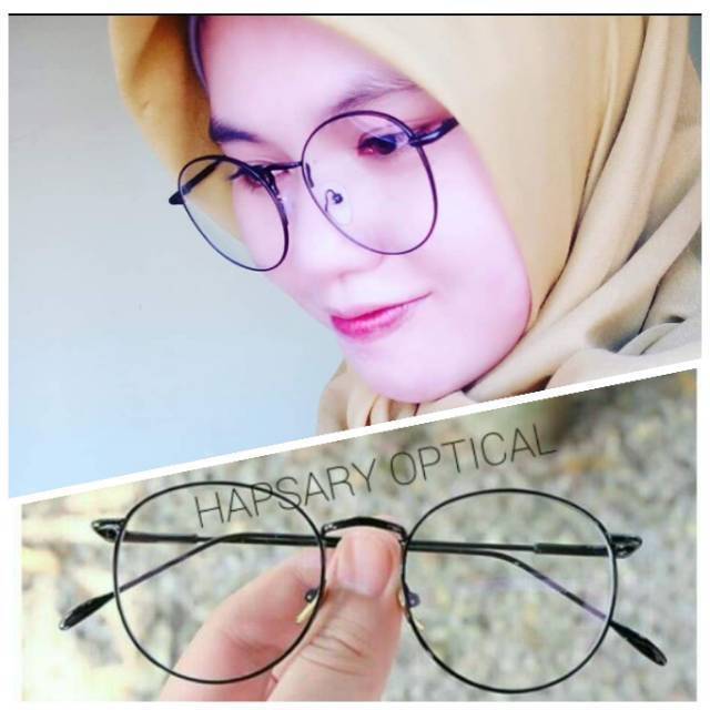 Frame Kacamata Wanita, Kaca mata Anti Radiasi, Kacamata Minus, Kaca mata Korea, Kacamata Bulat &amp; New