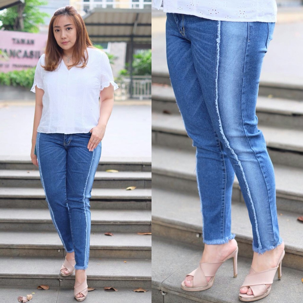  CELANA  WANITA  ELVIS BLUE JEANS BIGSIZE Shopee  Indonesia