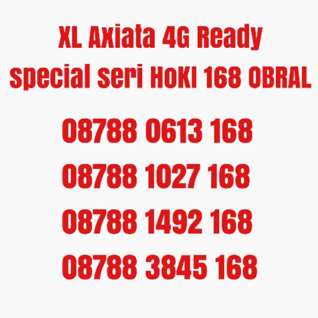Kartu Perdana nomor cantik XL Axiata nomer 4G Ready seri 168 HOKI obral