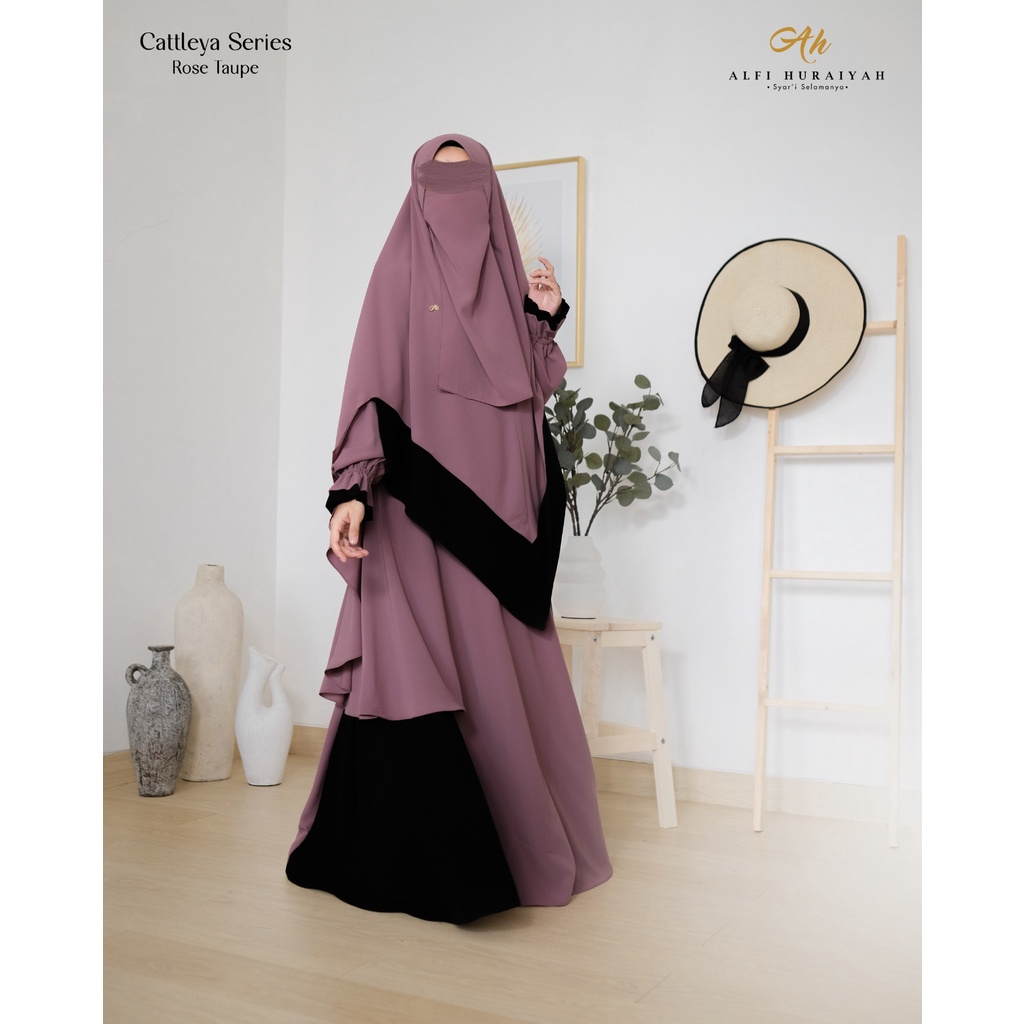 CATTLEYA SET GAMIS KHIMAR by ALFI HURAIYAH, BISA COD, klambieakhwat |  gamis forteleza ekspor halus lembut adem busui friendly nyaman pesta dan daily khimar nonpad free cadar tali