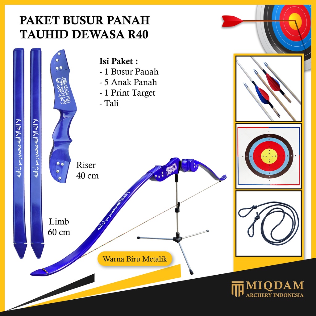 Busur Panah Tauhid Dewasa R40 || Face Target || 5 Arrow