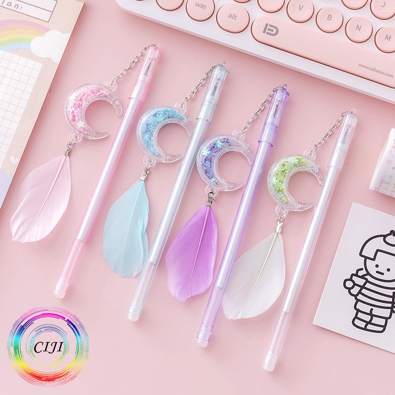 CIJI Pulpen Gel 0.5mm Dengan Berbagai Macam Motif Gantung Lucu dan Unik [1pcs Kirim Random]-Bulan