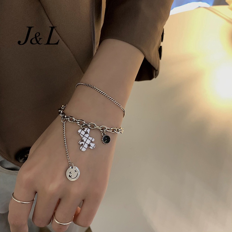 Fashion Women Jewelry Alloy Silver Bear Coin Pendant Bracelet