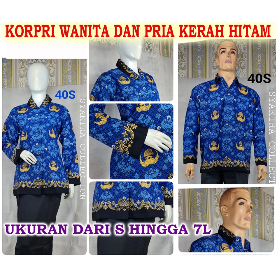 baju kemeja batik korpri wanita dan pria terbaru kerah hitam NON FURING ketebalan 40S #korpriterbaru #kemejabaru #korpriguru