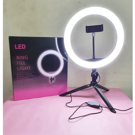 Ring Light Led 26cm + Tripod Selfie Make Up Live Vlog Lampu - Accplus