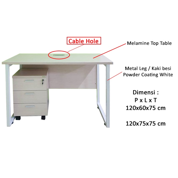 meja kerja kaki besi minimalis