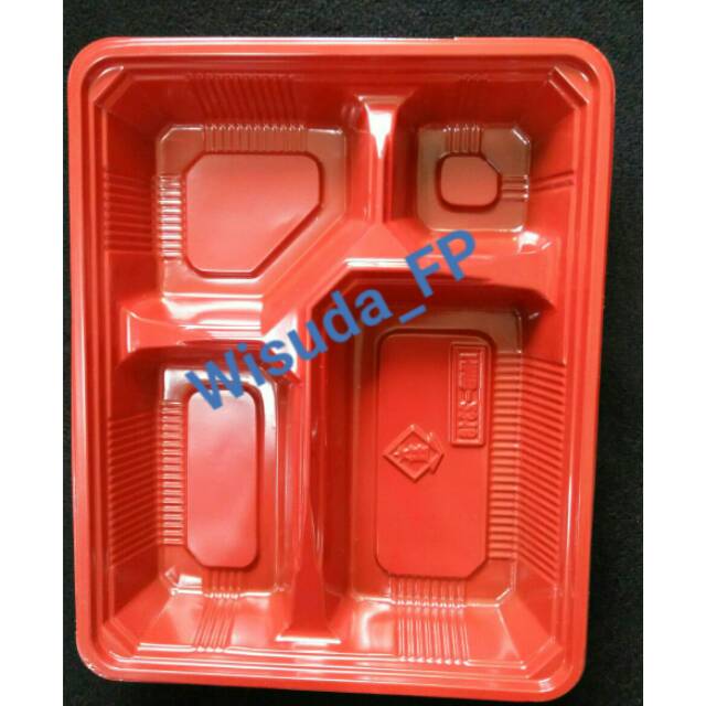Bento Sekat 4 Red Black/25pcs @ 2.500/pcs