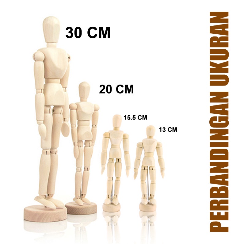 patung Manekin kayu Human Figure wooden 30cm untuk Model Gambar