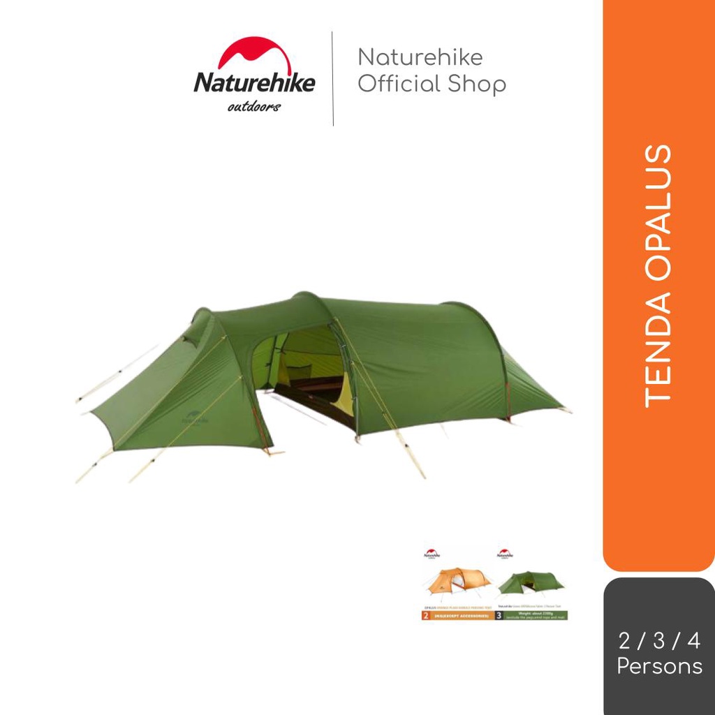 Naturehike Tenda Opalus Kapasitas 2 3 4 Orang Camping Dome Ultralight 2P 3P 4P 210T / 20D / 15D