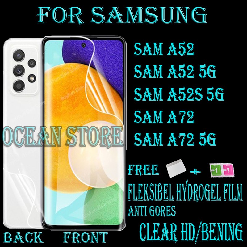 Clear HD/Hydrogel Antigores Jelly /Anti Gores Hydrogel/Depan & Belakang/Samsung A52 5G/A52/A52S 5G/A