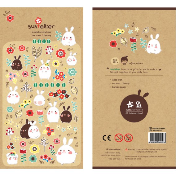 

[LBS] Suatelier Bonny Cute Rabbit Sticker Set Korea Lucu untuk Bullet Journal Scrapbooking Diary