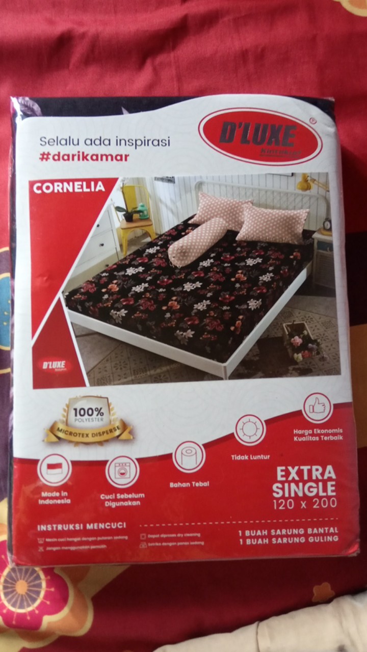 Sprei Single Kintakun Dluxe Flat 120x200cm/100x200cm T20cm 4kaki/3kaki Motif Minimalis Termurah