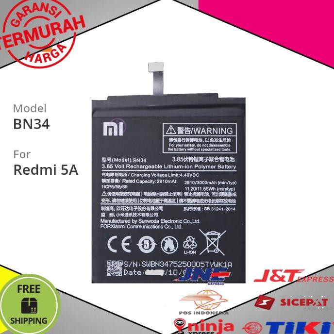 SPAREPART BATERAI XIAOMI REDMI 5A REDMI5A BN34 BN 34 BN 34 BISA COD