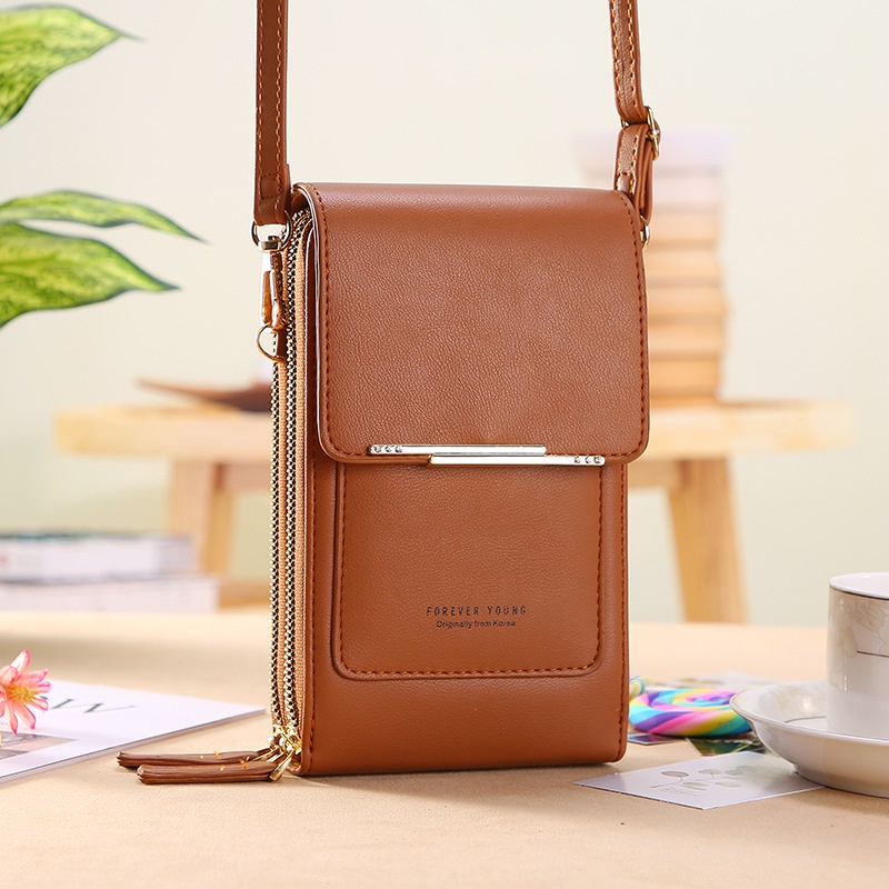 Tas HP Wanita Touch Screen Dompet HP Multifungsi Import Tas Selempang Wanita Kulit Pocket HP 74.ID