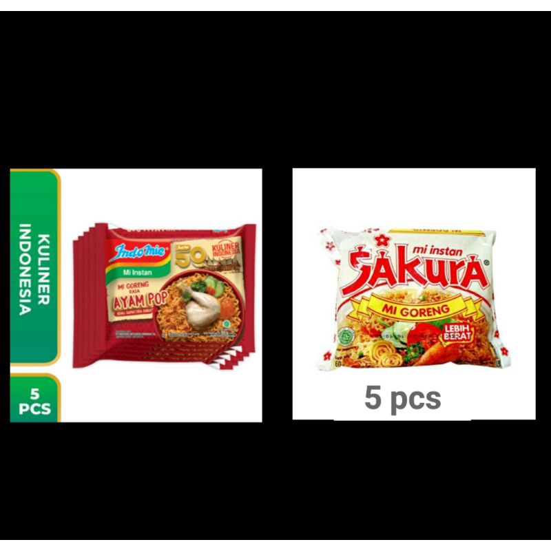 

paket indomie goreng ayam pop dan sakura goreng 60g