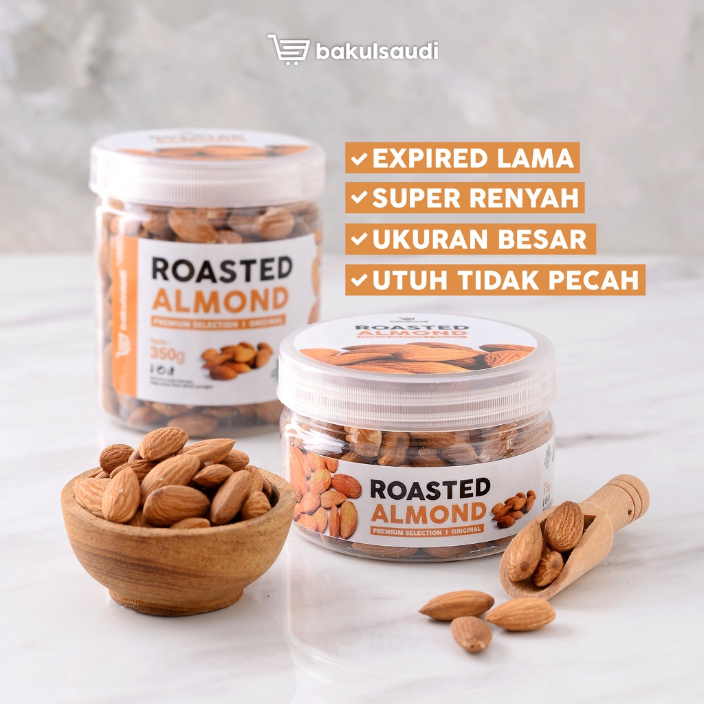 Kacang Almond Panggang Kupas Premium Organik Roasted Almond Original Natural