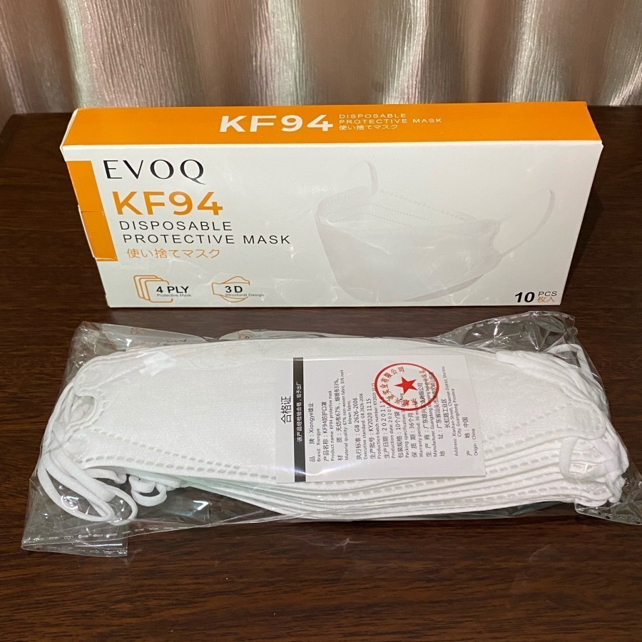 Masker EVOQ Mask 4ply kf94 earloop [[[ isi 10 4D]]]