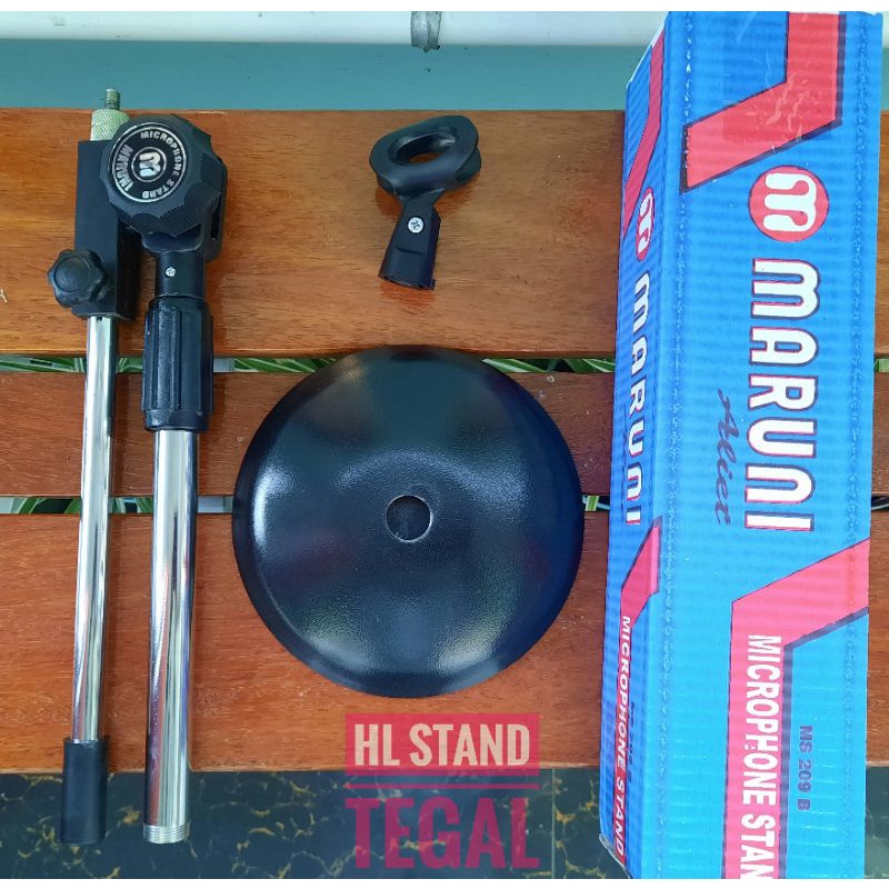 Stand Mic Maruni Pendek Kaki Besi +Holder Mic