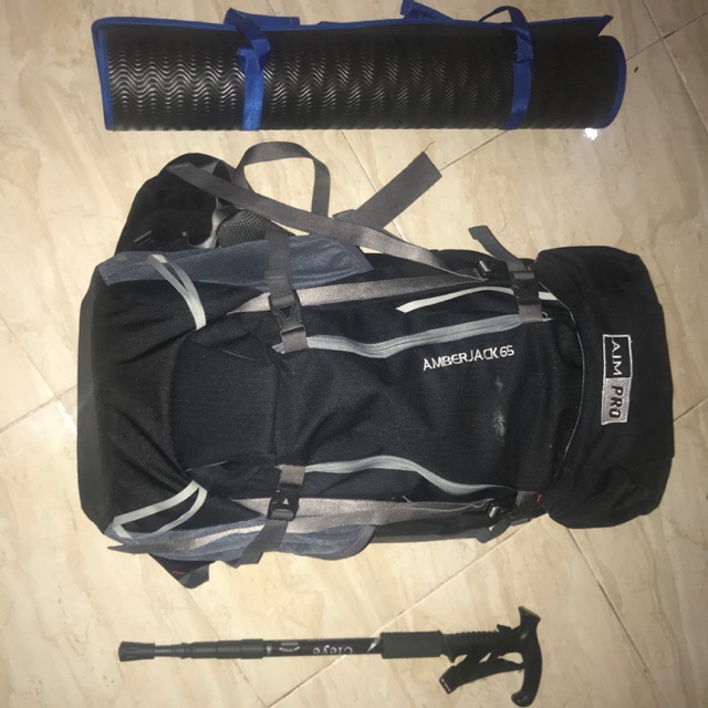 paket siap nanjak Carrier AIMPRO 65l + Matras + TreckingPol