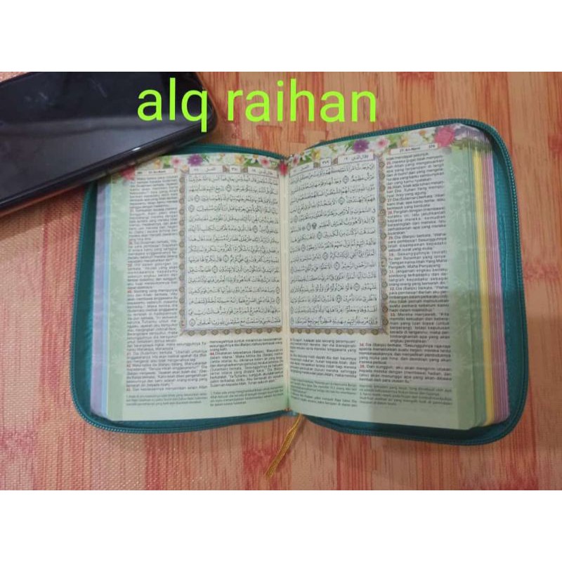 BISA COD Al Quran Pelangi Rainbow Raihan tajwid terjemah Resleting Quran Wanita Muslimah (Marwah) Ukuran A6