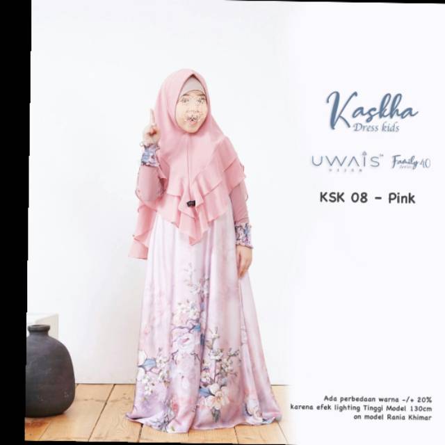 Gamis anak kaskha pink by uwais