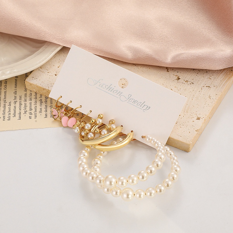 Fancyqube Set Anting Hoop Desain Kupu-Kupu Geometris Warna Emas Aksen Mutiara Gaya Bohemian Untuk Wanita