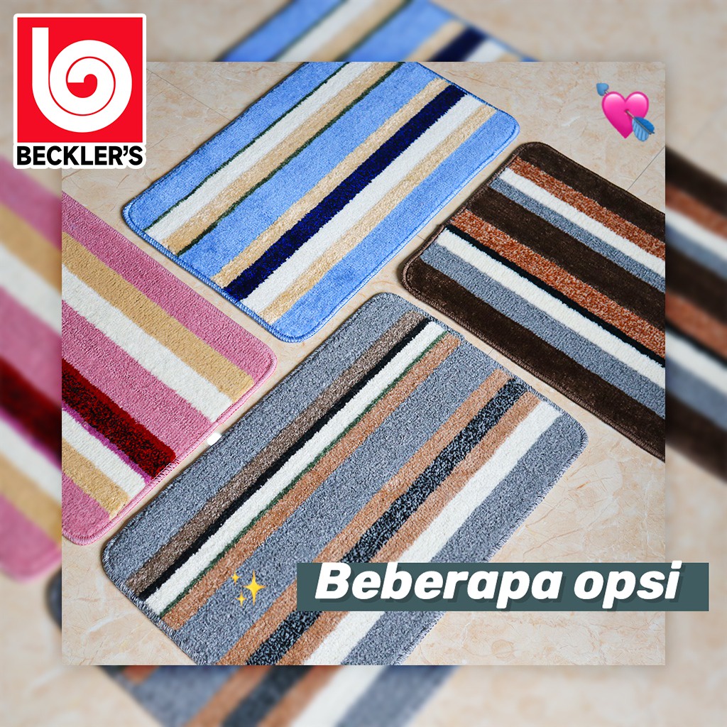 Keset Lantai Bludru Garis Bahan Karet Bulu Anti Slip 40 x 60cm