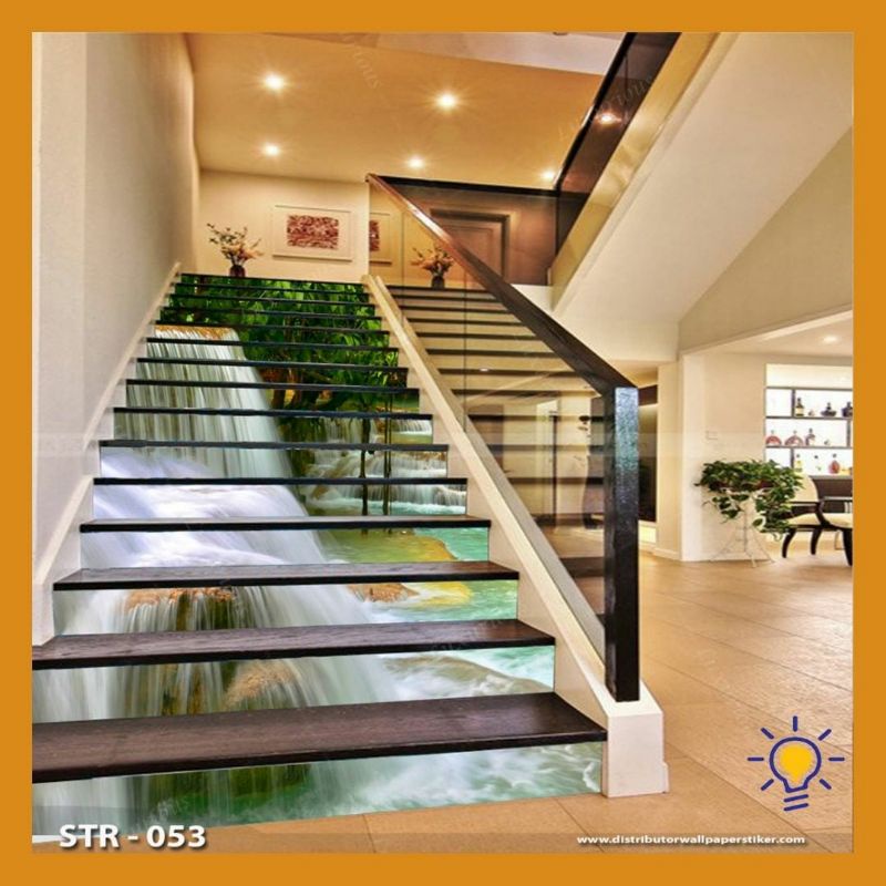 Wallpaper Tangga Custom Air Terjun Stiker Tangga Air Terjun 3D