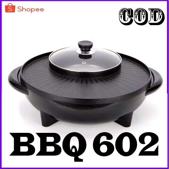 Panci Hotpot Shabu 2in1 Electric BBQ Listrik Pot Steam Grill Fleco 602 bergaransi resmi 1 tahun mantap