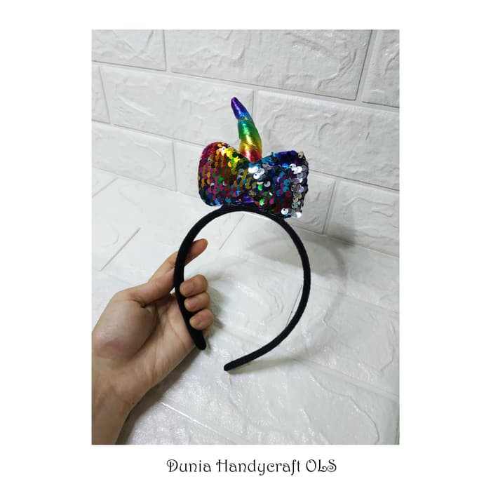 UNICORN CANDY BOW PELANGI Bando Unicorn Cantik Aksesoris Rambut Murah