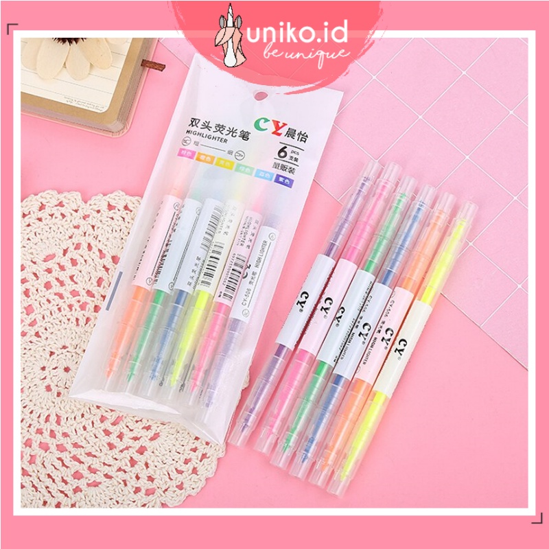 

UNIKO.ID - 6PCS STABILO SET WARNA WARNI DOUBLE SIDE PULPEN DUA SISI HIGHLIGHTER 6 IN 1 / STABILO SET