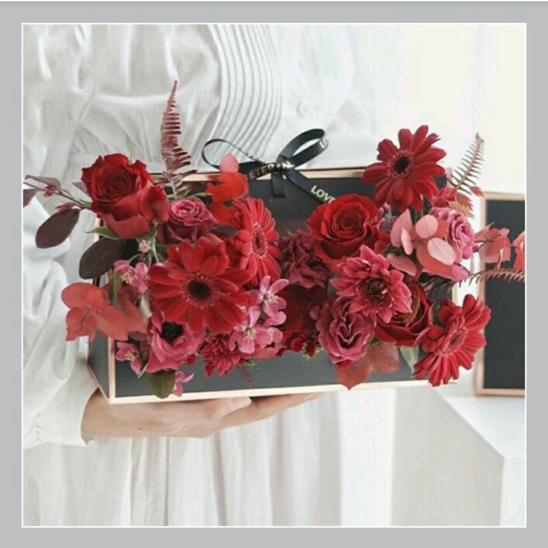 FLOWER BOX VALENTINE/BUNGA BOX KOTAK/HADIAH VALENTINE BUKET BUNGA ASLI