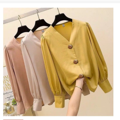 OWLY - BAJU ATASAN BLOUSE WANITA KOREA IMPORT LENGAN PANJANG TERBARU