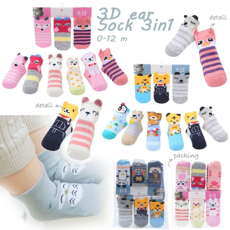 Kaos Kaki 3in1 Bayi Anak 0-12 Bulan Girl Cewek