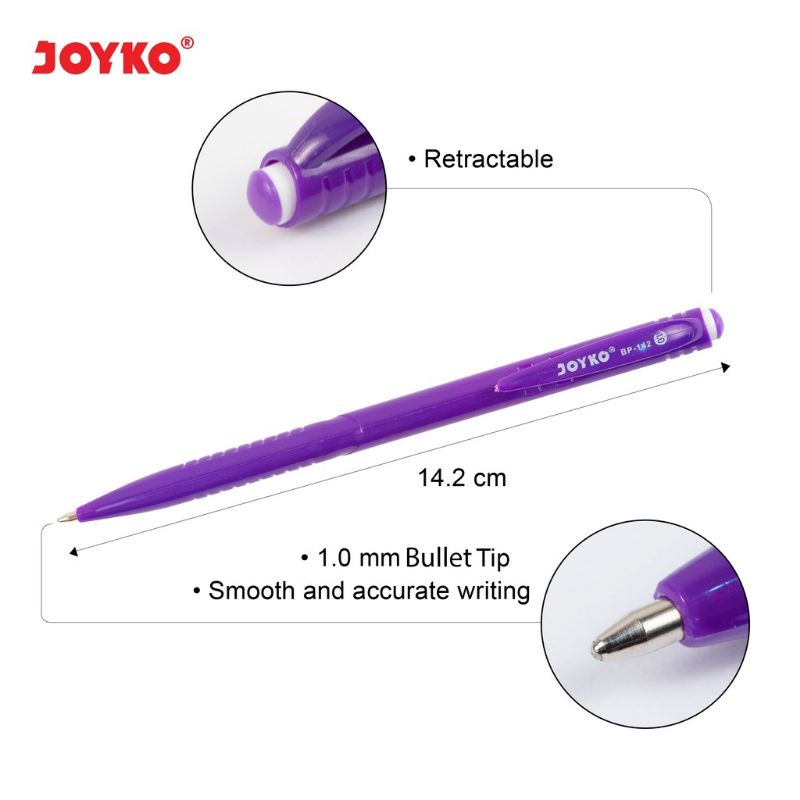 Bolpen Pulpen Pena Joyko BP-142 1.0 mm 1 Box 12 Pcs