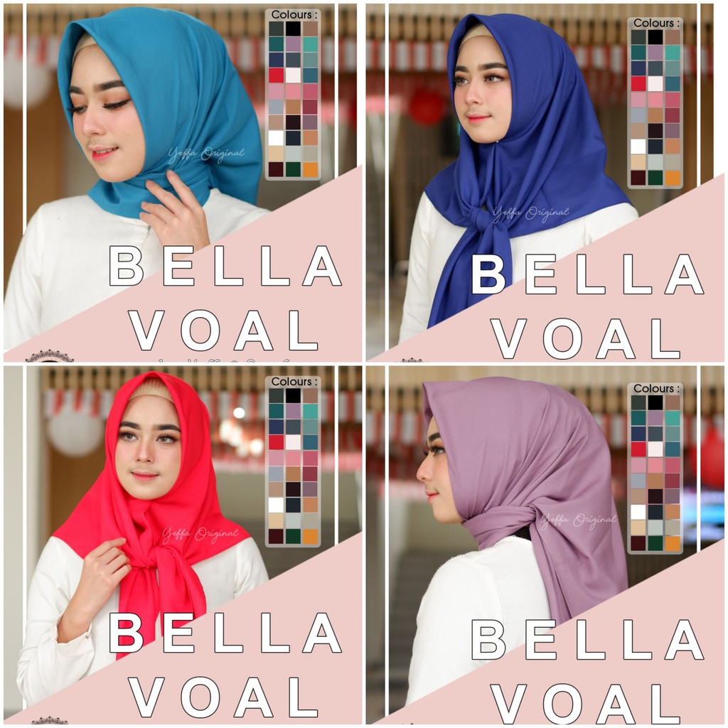 Jilbab Segi Empat Bella Voal Plain By Yeffa Scarf Part 2