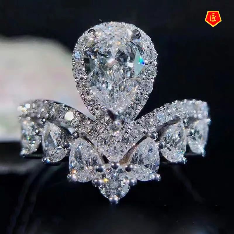 [Ready Stock]Luxury Elegant Yellow Diamond Ring Pt950 Platinum