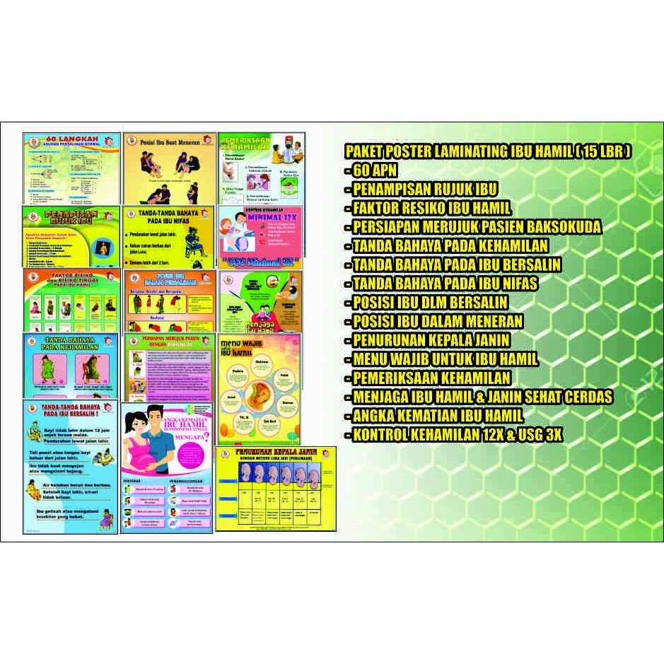 PAKET POSTER LAMINATING IBU HAMIL ( 15 BIJI)